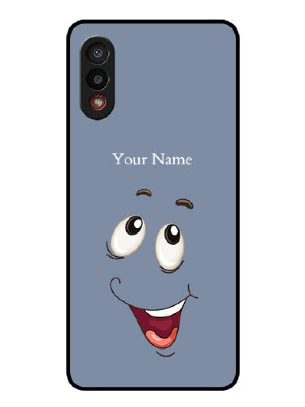 Custom Galaxy M02 Photo Printing on Glass Case - Laughing Cartoon Face Design