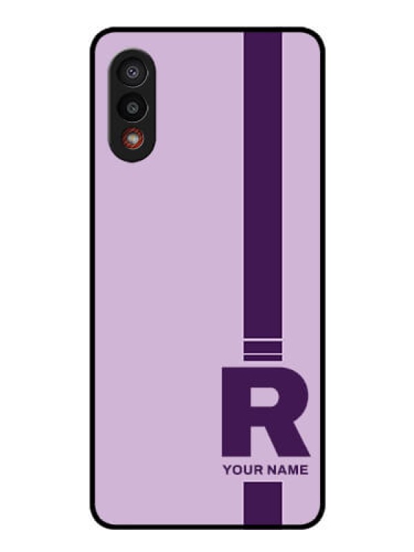Custom Galaxy M02 Photo Printing on Glass Case - Simple dual tone stripe with name Design