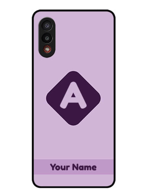 Custom Galaxy M02 Custom Glass Mobile Case - Custom Letter in curved badge Design