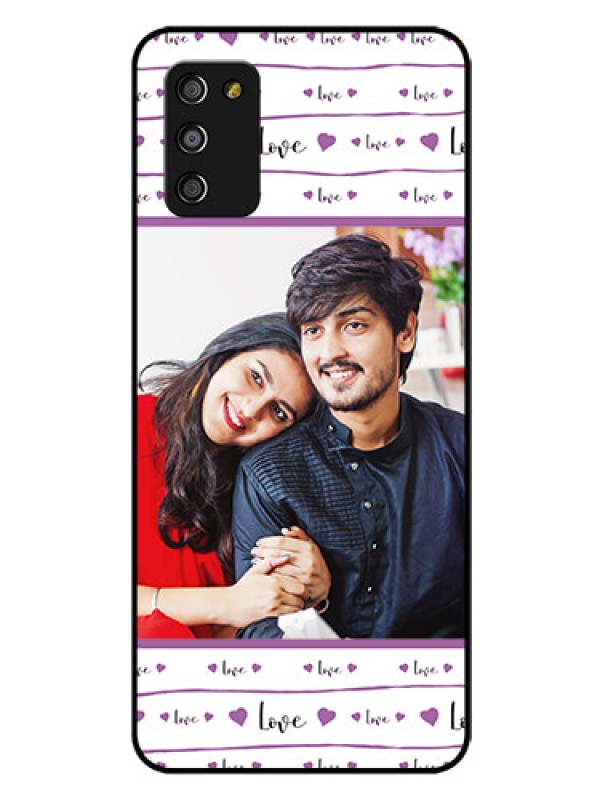 Custom Galaxy M02s Custom Glass Mobile Case  - Couples Heart Design