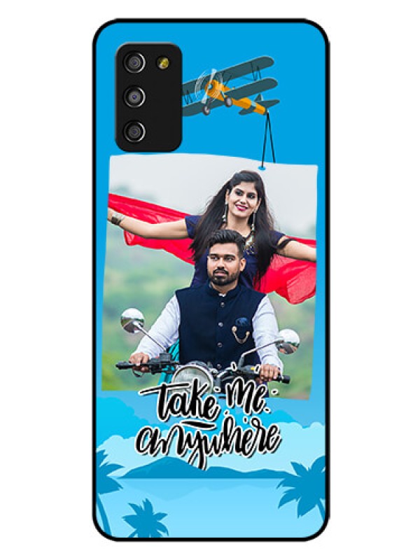 Custom Galaxy M02s Custom Glass Mobile Case  - Traveller Design 
