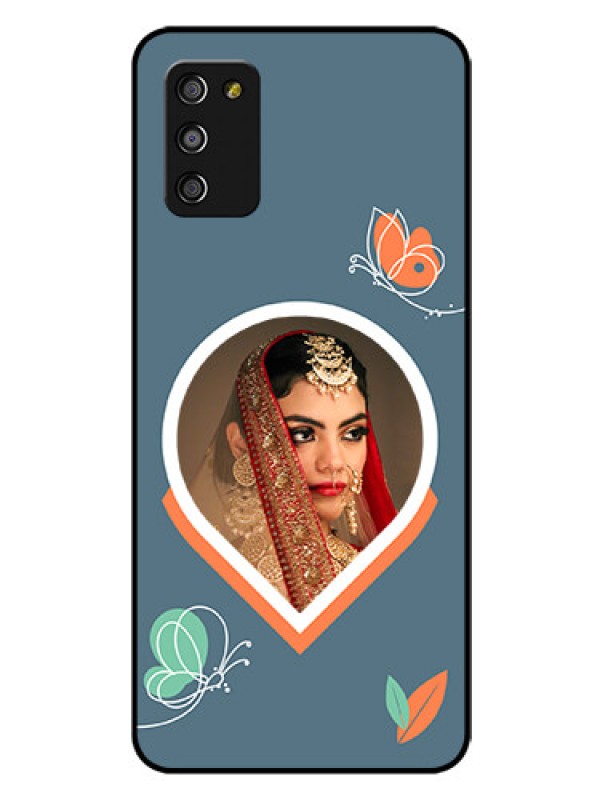Custom Galaxy M02s Custom Glass Mobile Case - Droplet Butterflies Design
