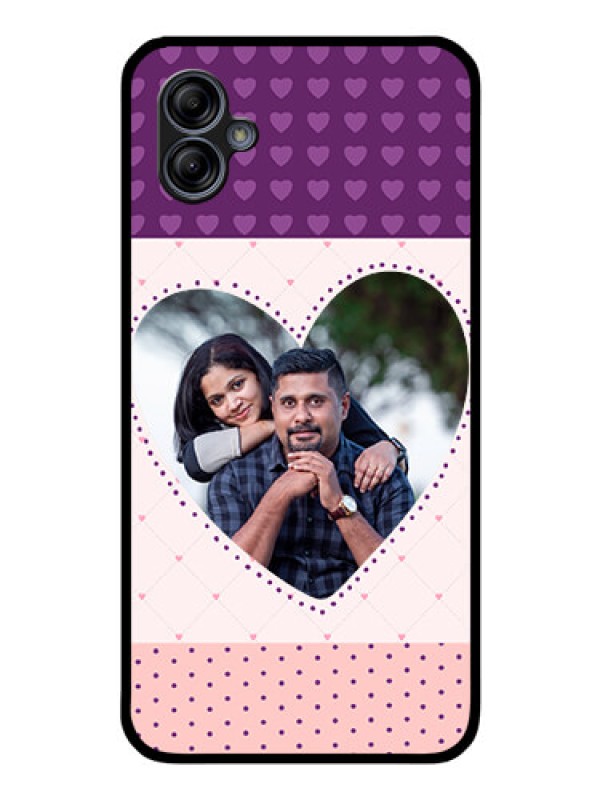 Custom Galaxy M04 Custom Glass Phone Case - Violet Love Dots Design