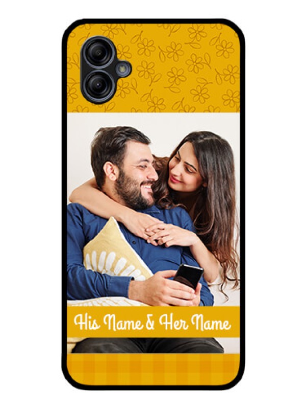 Custom Galaxy M04 Custom Glass Mobile Case - Yellow Floral Design