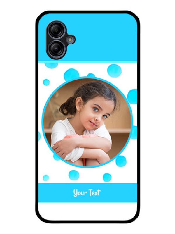 Custom Galaxy M04 Photo Printing on Glass Case - Blue Bubbles Pattern Design