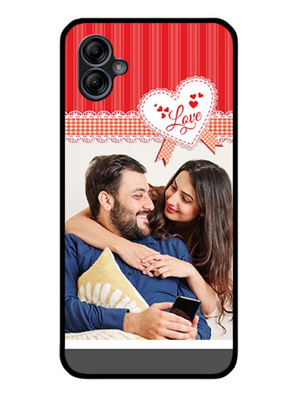 Custom Galaxy M04 Custom Glass Mobile Case - Red Love Pattern Design