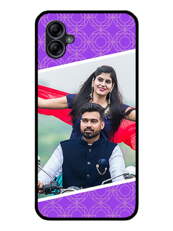 Custom Galaxy M04 Custom Glass Phone Case - Violet Pattern Design