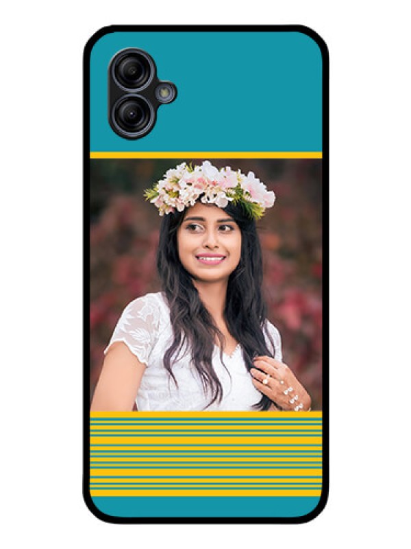 Custom Galaxy M04 Custom Glass Phone Case - Yellow & Blue Design