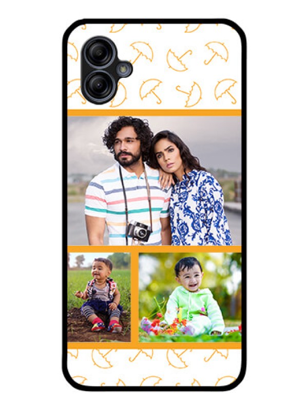 Custom Galaxy M04 Custom Glass Mobile Case - Yellow Pattern Design