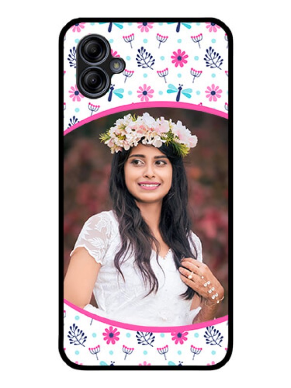 Custom Galaxy M04 Photo Printing on Glass Case - Colorful Flower Design