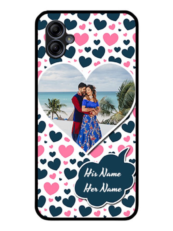 Custom Galaxy M04 Custom Glass Phone Case - Pink & Blue Heart Design