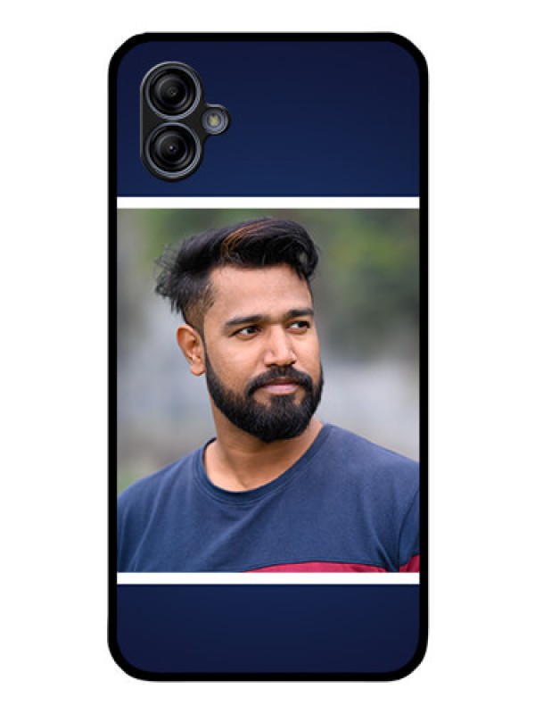 Custom Galaxy M04 Personalized Glass Phone Case - Simple Royal Blue Design