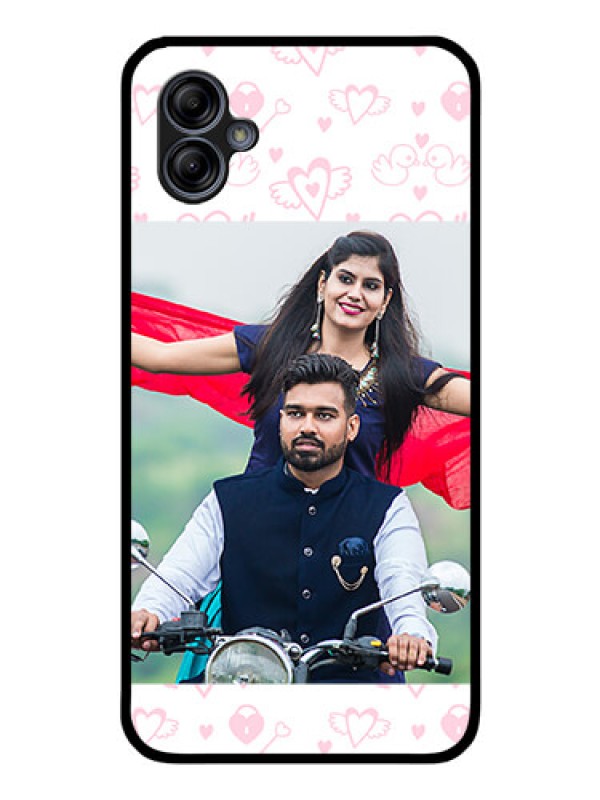 Custom Galaxy M04 Custom Glass Mobile Case - Pink Flying Heart Design