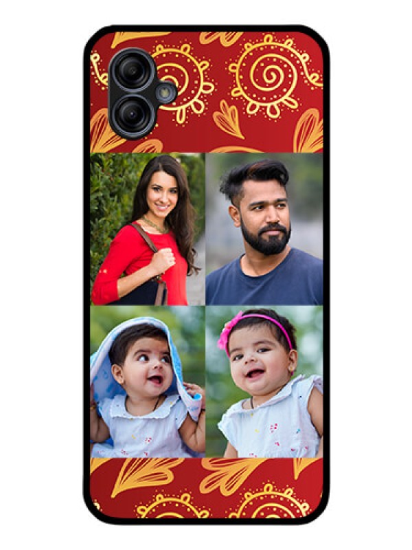 Custom Galaxy M04 Photo Printing on Glass Case - 4 Image Traditional Design