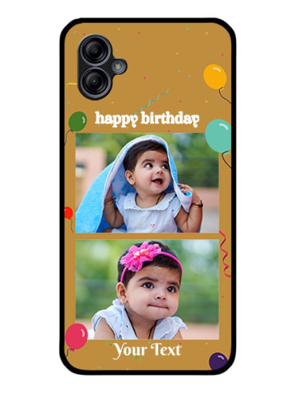 Custom Galaxy M04 Personalized Glass Phone Case - Image Holder with Birthday Celebrations Design