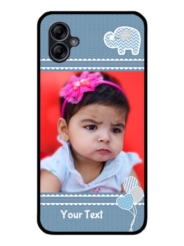 Custom Galaxy M04 Photo Printing on Glass Case - with Kids Pattern Design
