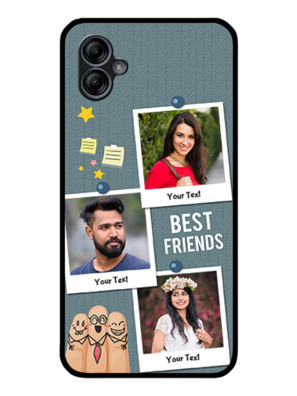 Custom Galaxy M04 Personalized Glass Phone Case - Sticky Frames and Friendship Design