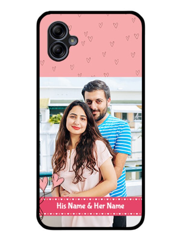 Custom Galaxy M04 Personalized Glass Phone Case - Love Design Peach Color