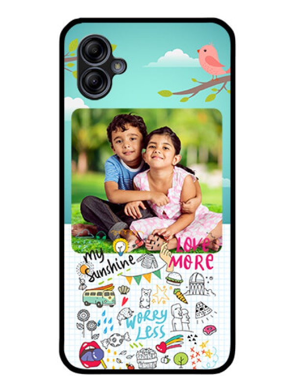 Custom Galaxy M04 Photo Printing on Glass Case - Doodle love Design