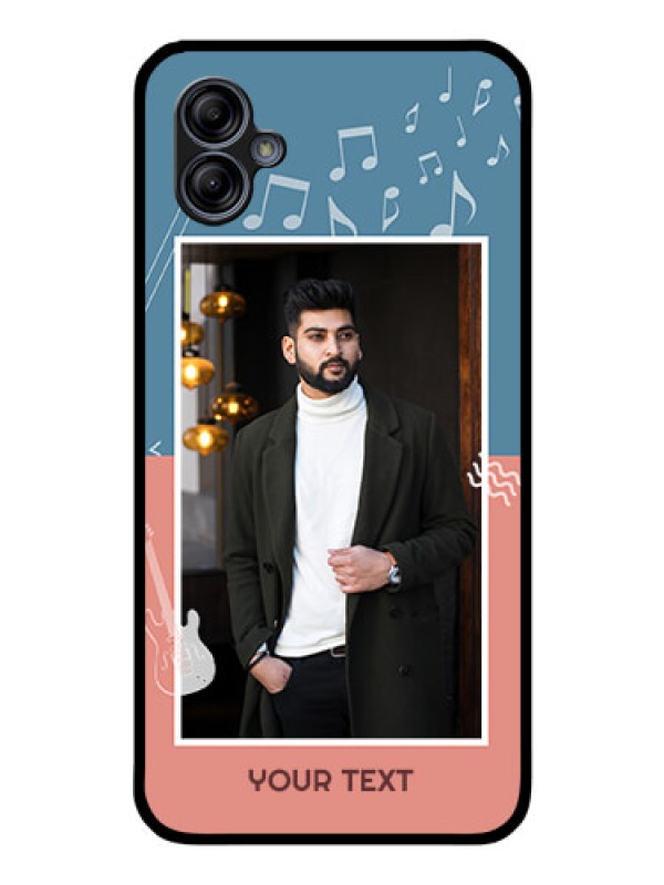 Custom Galaxy M04 Photo Printing on Glass Case - with Color Musical Note Design