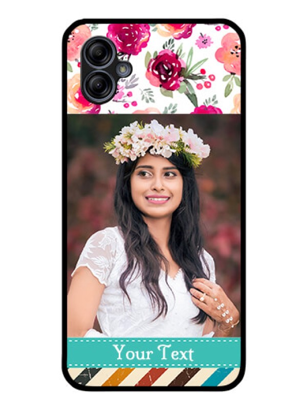 Custom Galaxy M04 Custom Glass Phone Case - Watercolor Floral Design