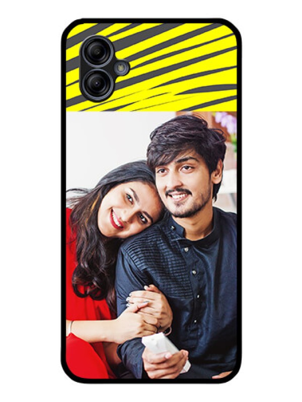 Custom Galaxy M04 Photo Printing on Glass Case - Yellow Abstract Design
