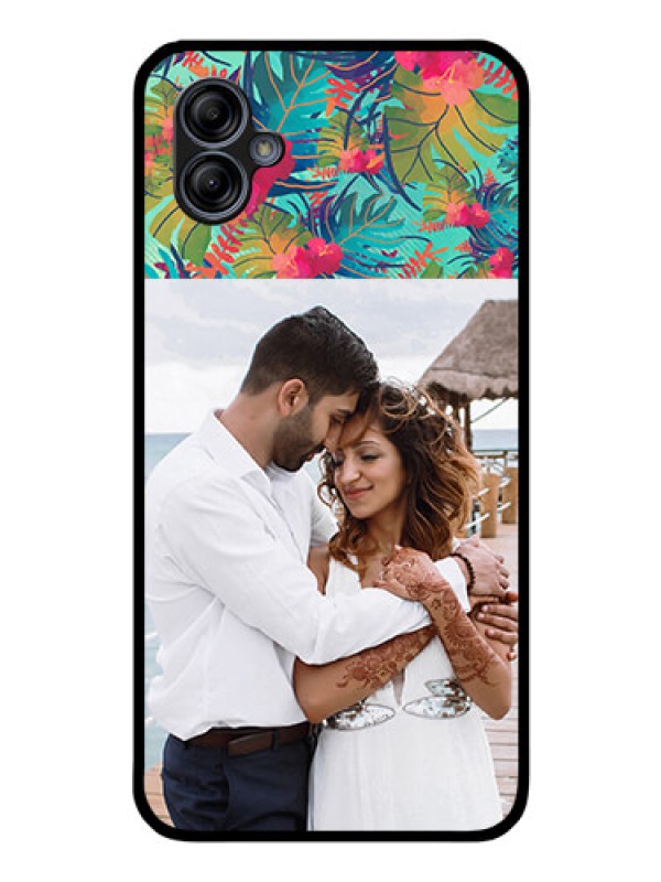 Custom Galaxy M04 Photo Printing on Glass Case - Watercolor Floral Design