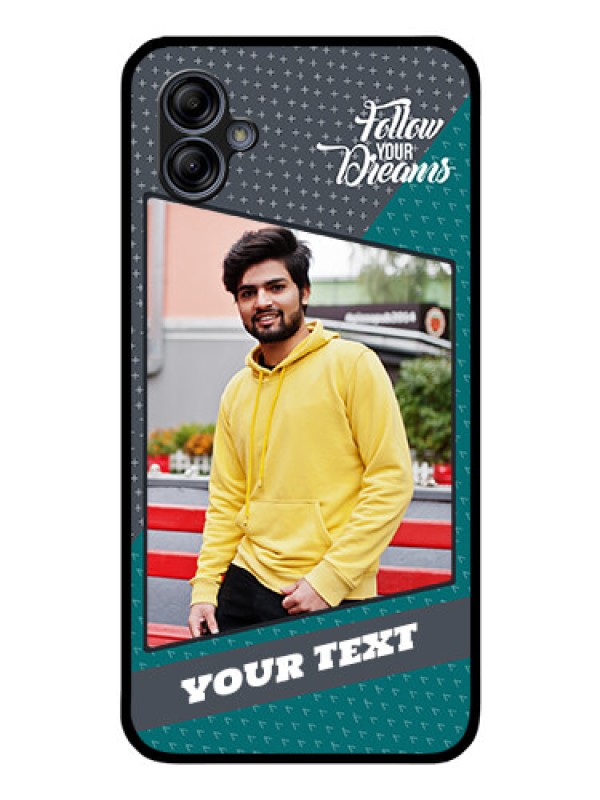 Custom Galaxy M04 Personalized Glass Phone Case - Background Pattern Design with Quote