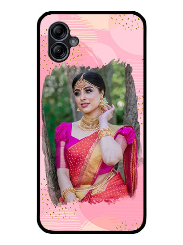 Custom Galaxy M04 Personalized Glass Phone Case - Gold Glitter Splash Design