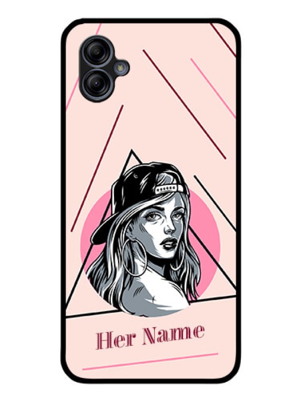 Custom Galaxy M04 Personalized Glass Phone Case - Rockstar Girl Design