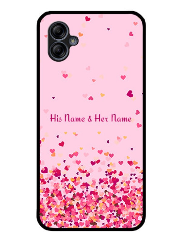 Custom Galaxy M04 Photo Printing on Glass Case - Floating Hearts Design