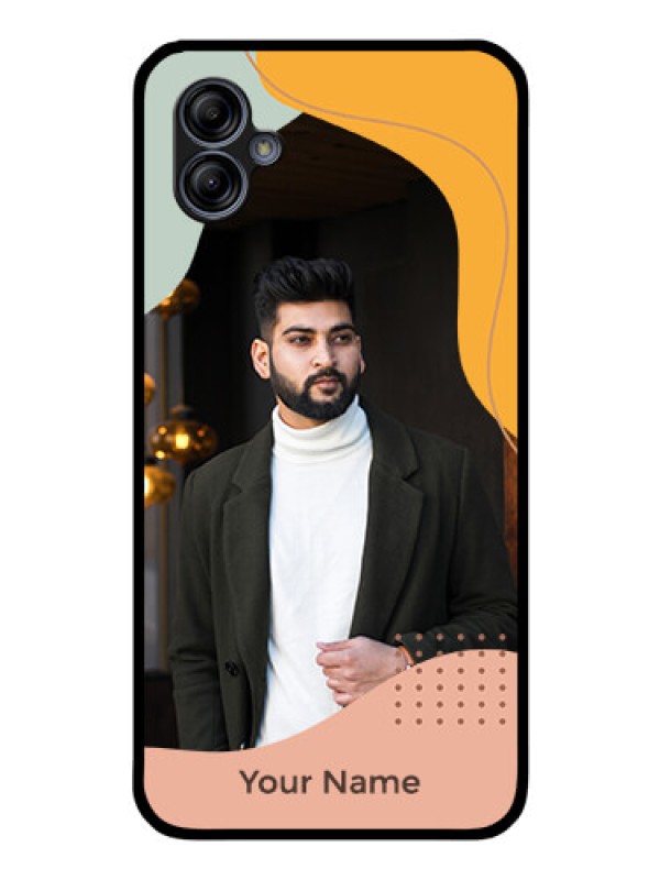 Custom Galaxy M04 Personalized Glass Phone Case - Tri-coloured overlay design