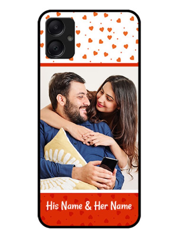 Custom Galaxy M05 Custom Glass Phone Case - Orange Love Symbol Design
