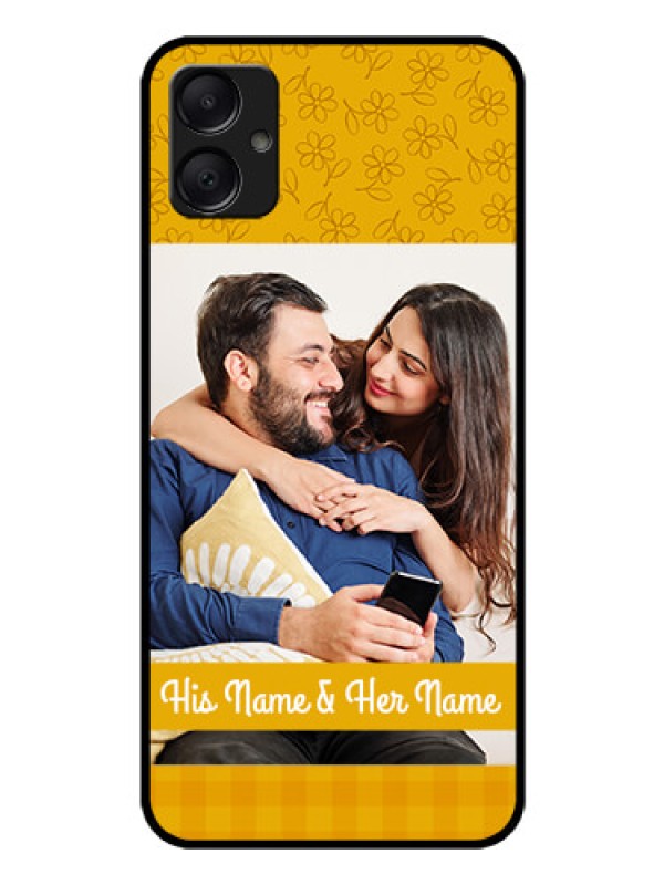 Custom Galaxy M05 Custom Glass Phone Case - Yellow Floral Design