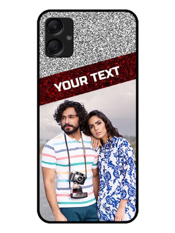Custom Galaxy M05 Custom Glass Phone Case - Image Holder With Glitter Strip Design
