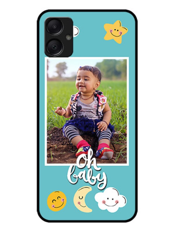 Custom Galaxy M05 Custom Glass Phone Case - Smiley Kids Stars Design