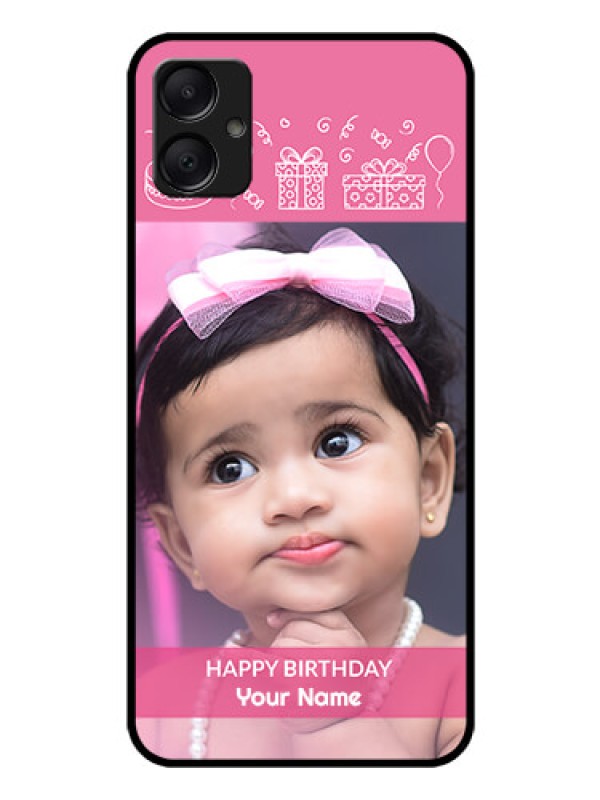 Custom Galaxy M05 Custom Glass Phone Case - With Birthday Line Art Design