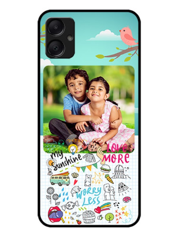 Custom Galaxy M05 Custom Glass Phone Case - Doodle Love Design