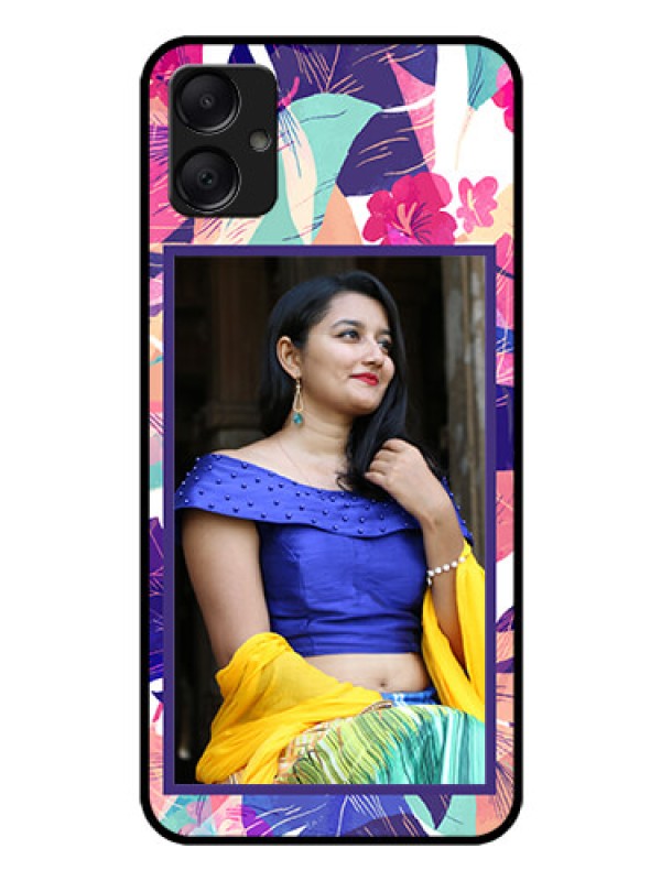 Custom Galaxy M05 Custom Glass Phone Case - Abstract Floral Design