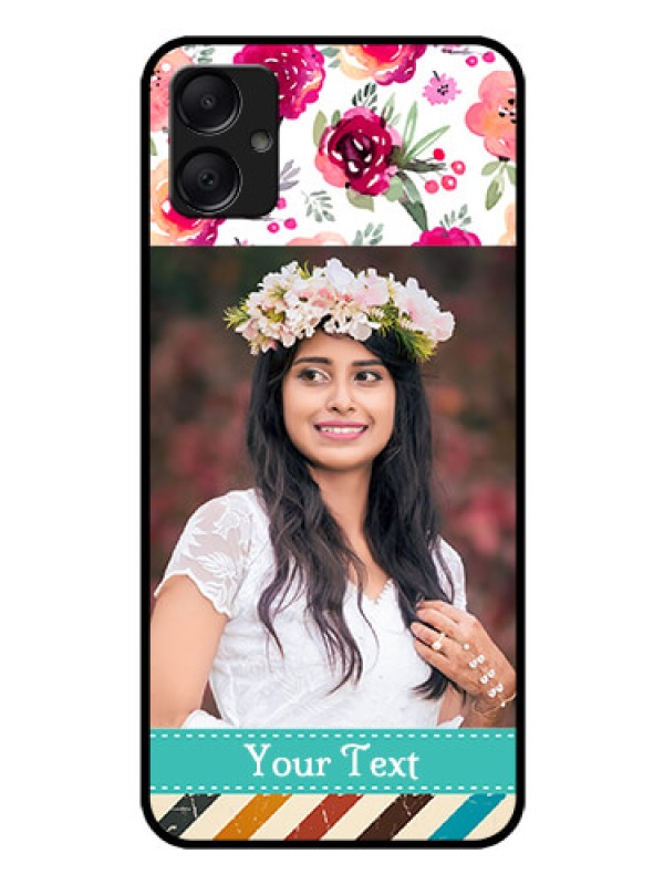 Custom Galaxy M05 Custom Glass Phone Case - Water Colors Floral Design