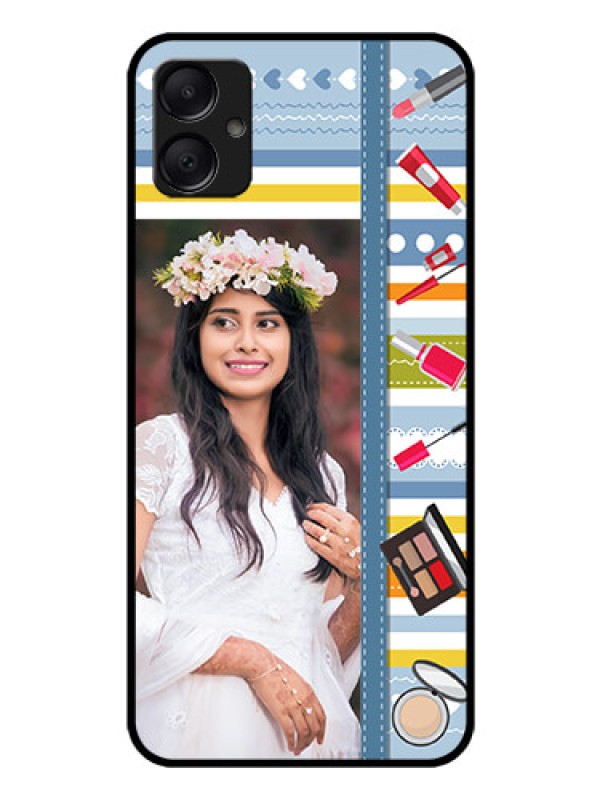 Custom Galaxy M05 Custom Glass Phone Case - Makeup Icons Design