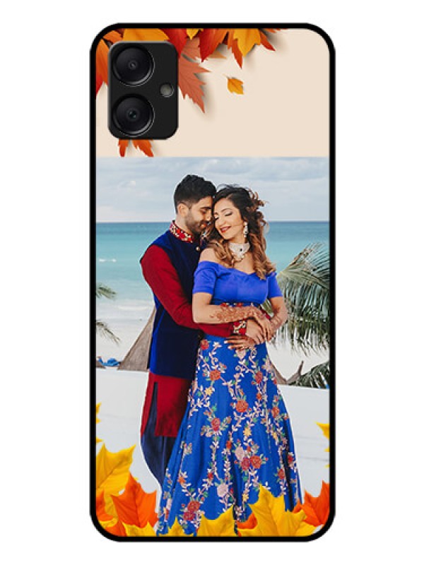 Custom Galaxy M05 Custom Glass Phone Case - Autumn Maple Leaves Design