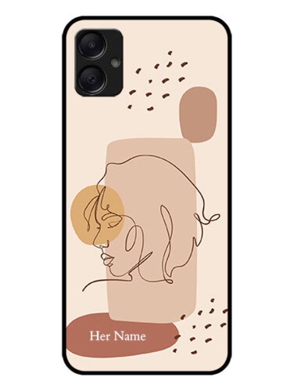 Custom Galaxy M05 Custom Glass Phone Case - Calm Woman Line Art Design
