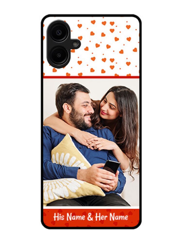 Custom Galaxy M06 Custom Glass Phone Case - Orange Love Symbol Design
