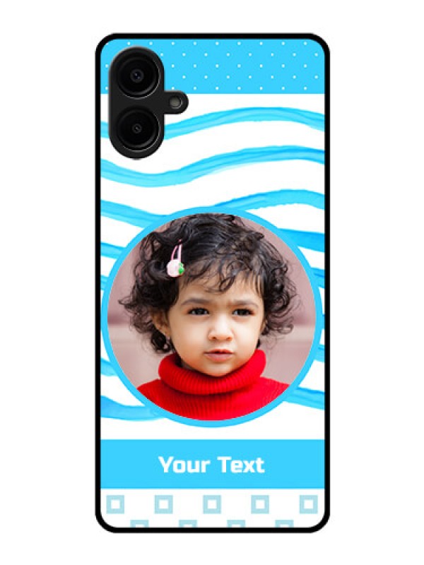 Custom Galaxy M06 Custom Glass Phone Case - Simple Blue Case Design