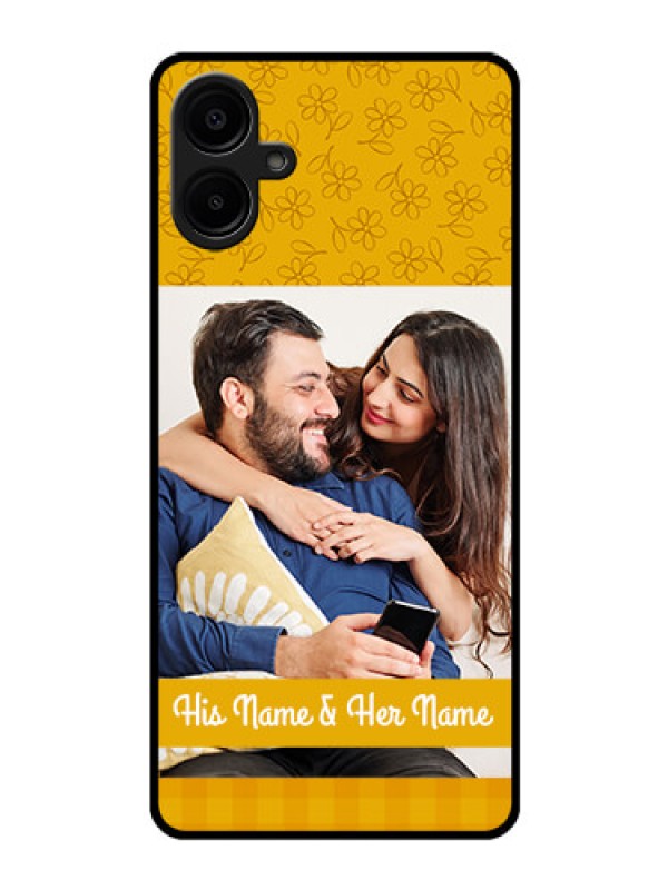 Custom Galaxy M06 Custom Glass Phone Case - Yellow Floral Design