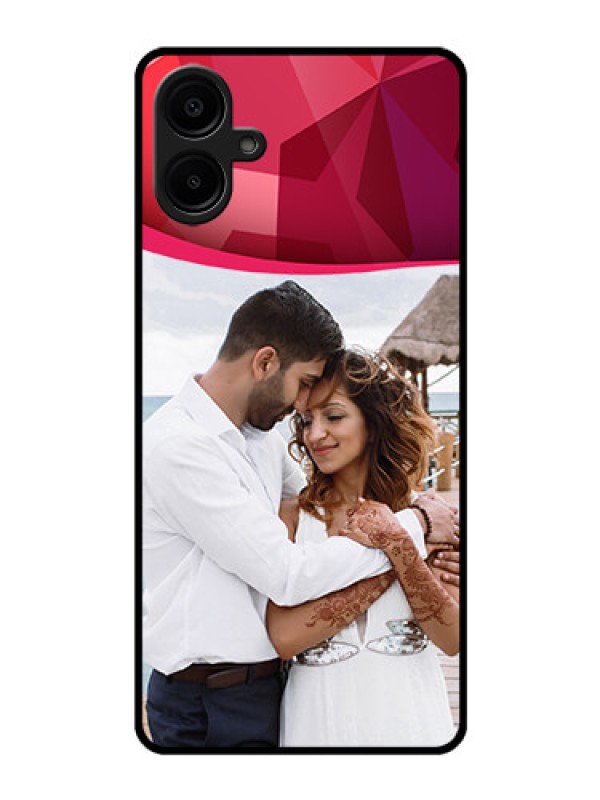 Custom Galaxy M06 Custom Glass Phone Case - Red Abstract Design