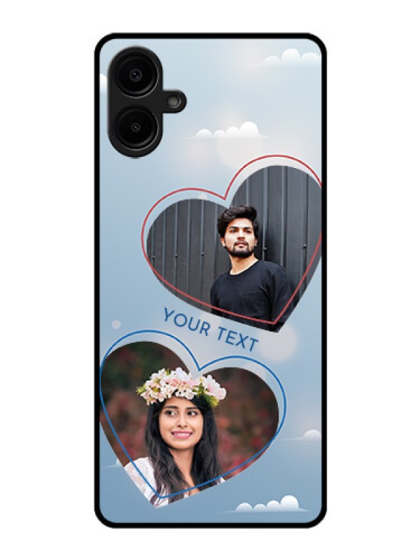 Custom Galaxy M06 Custom Glass Phone Case - Blue Color Couple Design