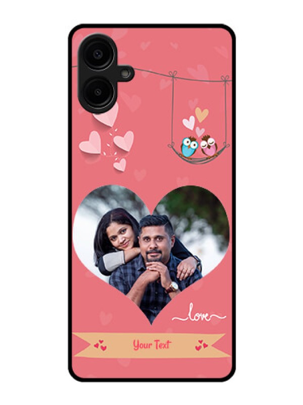 Custom Galaxy M06 Custom Glass Phone Case - Peach Color Love Design