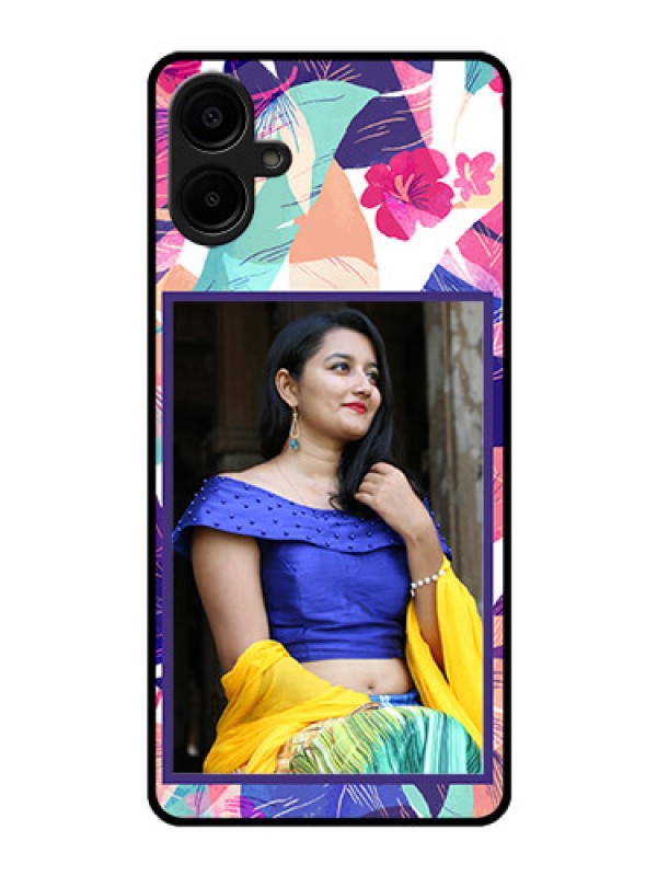 Custom Galaxy M06 Custom Glass Phone Case - Abstract Floral Design